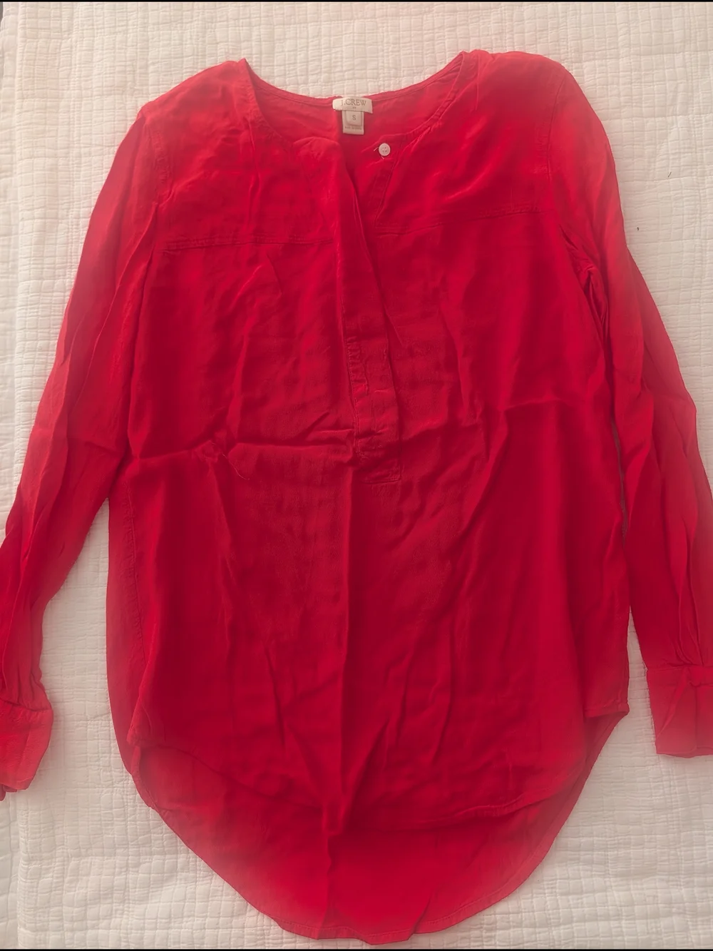JCrew Red Long-Sleeve Blouse